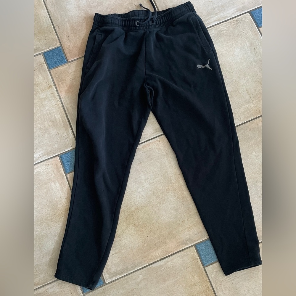 Puma Men's Black Jogger Sweatpants with Reflective Logo